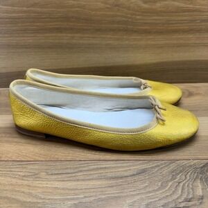 REPETTO Paris Ballet Flats Womens 7 EU 37.5 Gold Leather Bow Slip On
